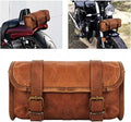 Leather Motorcycle Black Side Round bags (Brown)