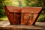 Vintage Leather Bike Saddlebag Pair