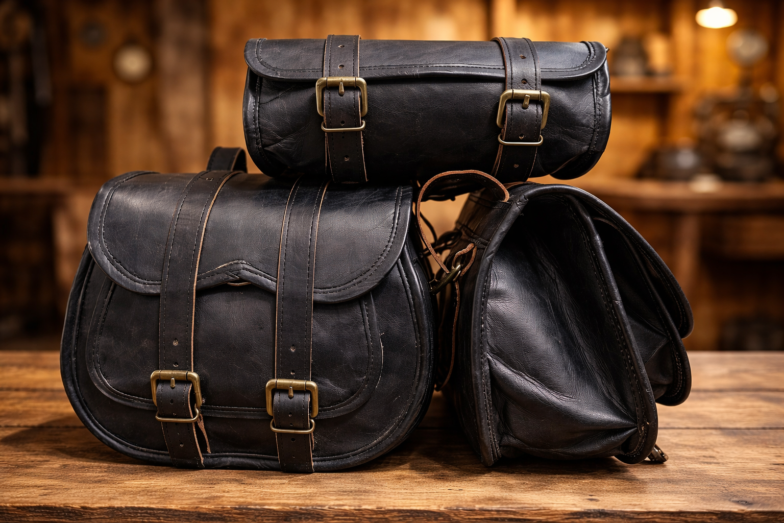 Premium Black Saddlebag Combo (3-Piece)