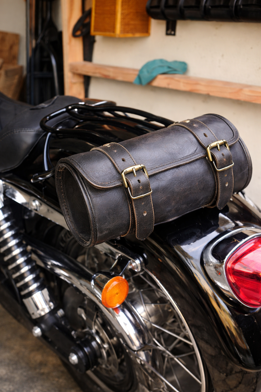 Leather Motorcycle Black Round bags