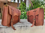 Handcrafted Brown Leather Pannier Set