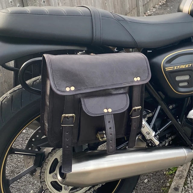 Leather Motorcycle Black Side bags