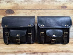 Leather Motorcycle Black Side bags