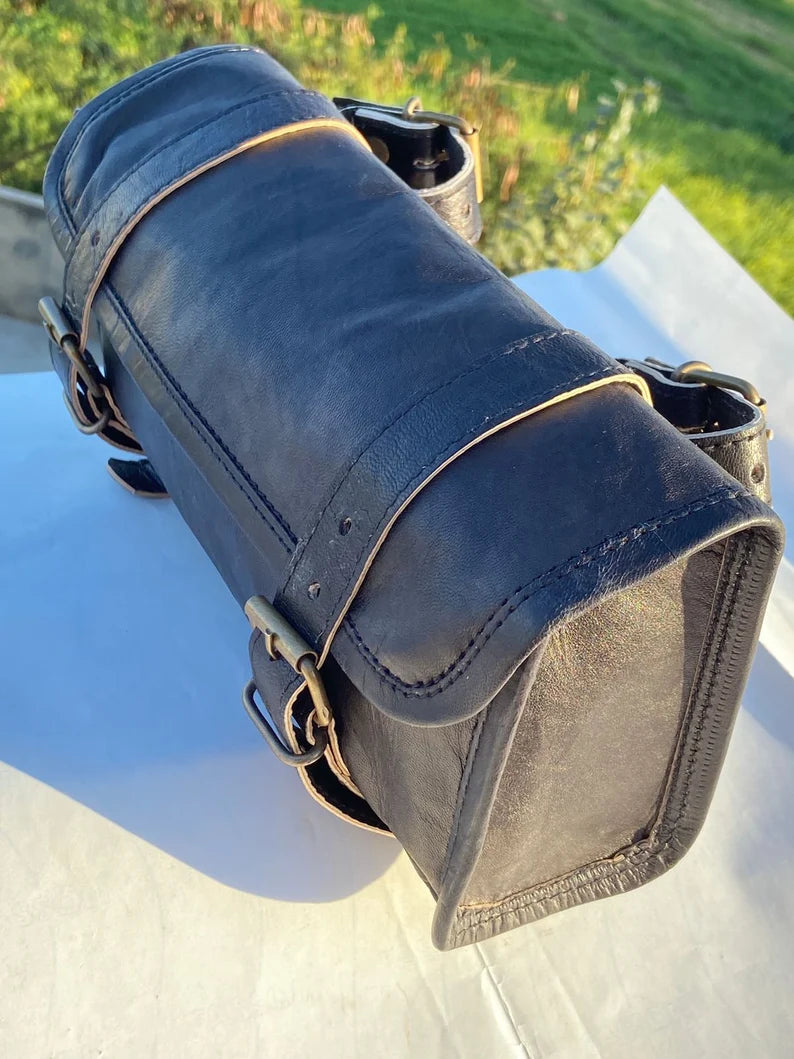 Leather Motorcycle Black Round bags