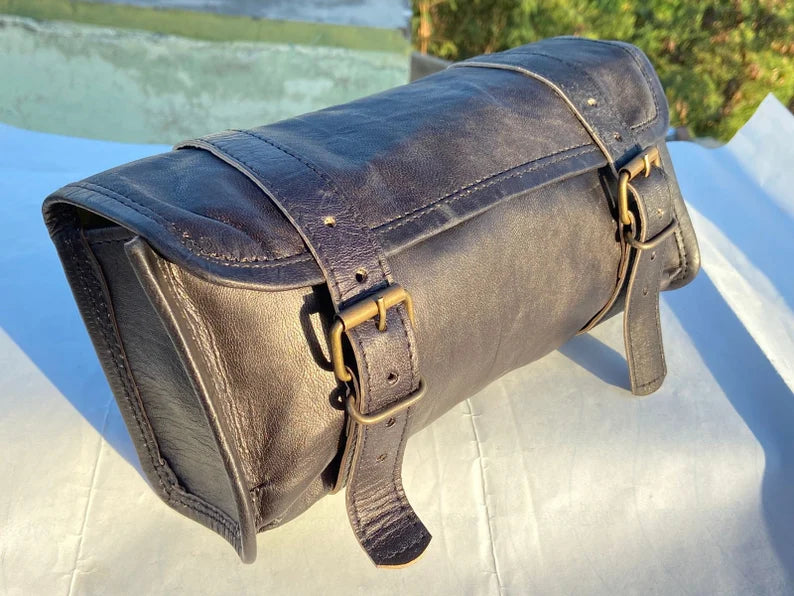 Leather Motorcycle Black Round bags