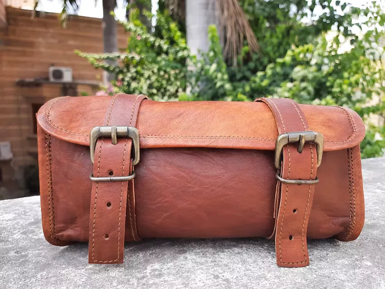 Handcrafted Brown Leather Pannier Set