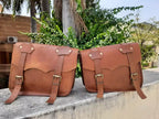 Handcrafted Brown Leather Pannier Set