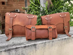 Handcrafted Brown Leather Pannier Set